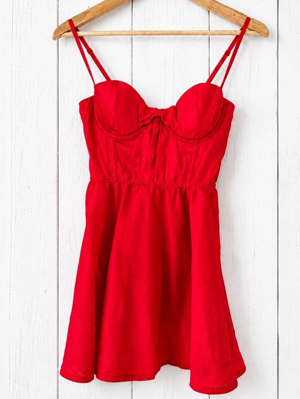 Victoria’s Secret Red Bow Topped Bustier Corset Style Mini Slip Dress Size S